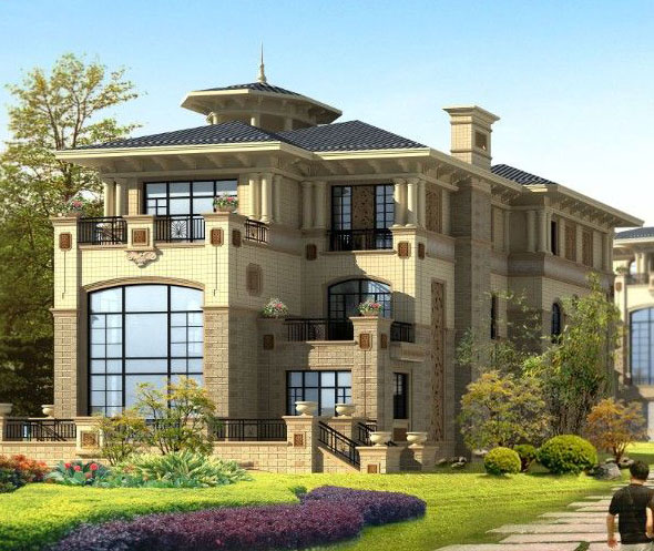 欧陆风格复式别墅设计效果图欣