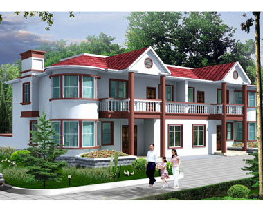 农村双拼豪华二层别墅图