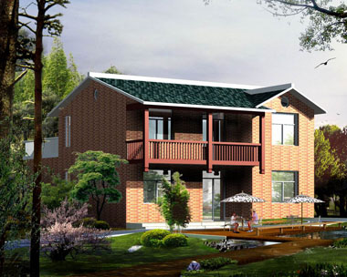 二层新农村吊楼带露台别墅图