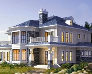 AT299欧式风格二层别墅建筑结构及水电施工图纸 12mx11m