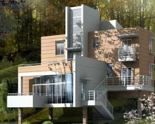 871三层坡地架空别墅全套设计图纸12m×11m