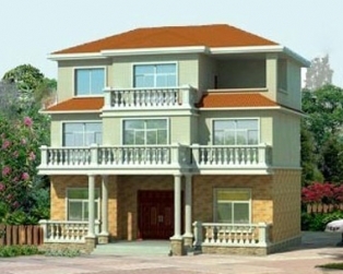 AT31三层经典新农村住宅别墅建筑施工图纸及效果图 13m×12m