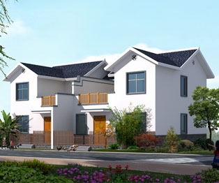 [永云别墅]AT105经典中式传统风格农村二层双拼别墅15m×9m