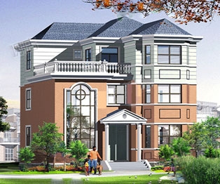 【永云别墅】AT391漂亮大气复式三层别墅建筑设计图纸 12m×13m