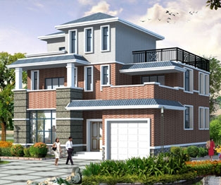 AT973新农村带车库露台三层小康别墅建筑设计方案图纸13m×12m