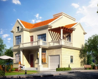 【永云别墅】AT091经典大方二层小别墅带车库全套设计图纸11.4mx10.6m