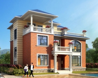 永云别墅AT212三层复式带凉亭露台别墅全套建筑设计图纸12.9mx11.5m