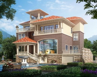 永云别墅AT242三层挑高客厅带地下室车库豪华别墅设计图纸16.1mx15m