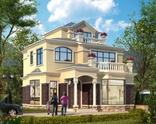 永云别墅AT1622三层简欧带露台小别墅全套施工图纸9.7mx11.7m