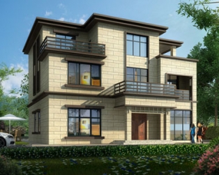 【带装修图纸】AT1742长沙宁乡三层复式客厅别墅设计图纸13.8mx12.2m