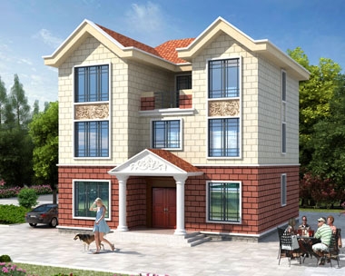 占地130平米AT1735农村自建三层简洁房屋设计施工图纸11.5mx11.9m