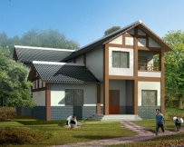 川西中式风格AT1770二层带车库民族特色小别墅设计图纸14.1mX15.9m