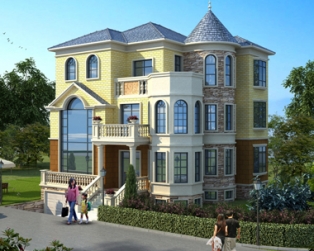 AT1779欧式三层带地下室车库复式楼别墅全套施工图纸12.4mX13.2m