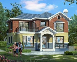 永云别墅AT1662二层新农村自建漂亮别墅施工图纸设计12.7mX13.7m