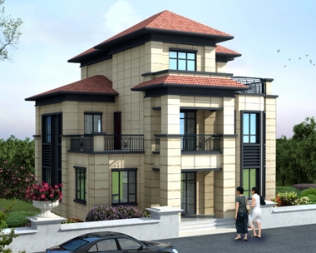 2020新中式风格AT1756漂亮大方三层复式别墅设计图纸11mX11.8m