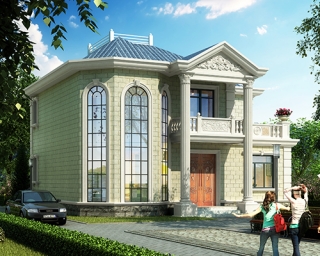 农村私家自建AT1822时尚二层复式小别墅设计图纸11.7mX12m