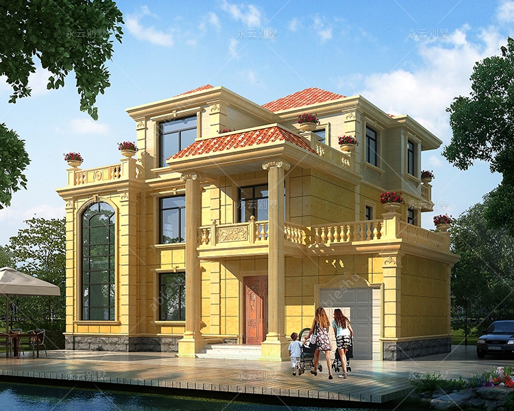 娄底朱先生带大堂屋三层新农村自建别墅外观效果设计