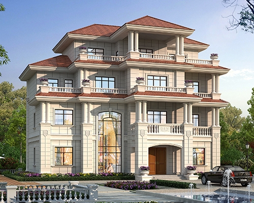 AT2847占地210平气派简欧四层别墅全套建筑施工设计图纸