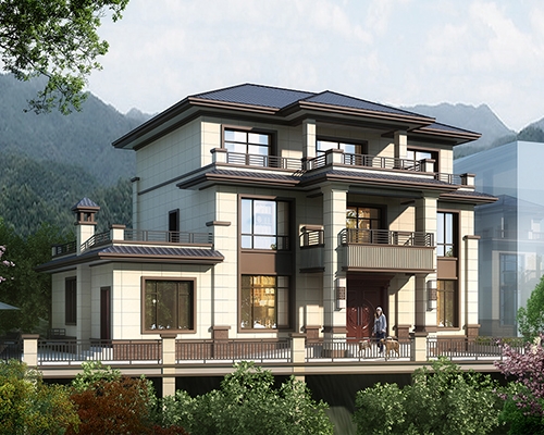 【实地设计】隆回带架空层四间三层新中式乡村自建别墅私人定制案例欣赏