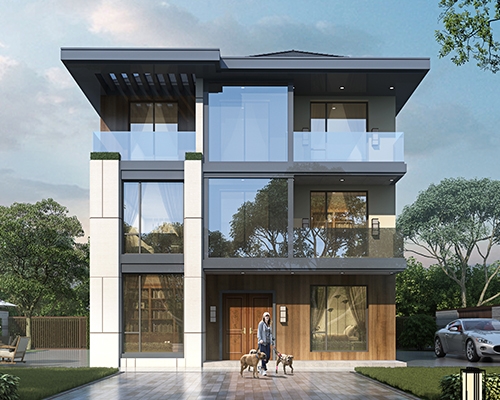 永云AT2950现代简约风复式楼三层别墅设计建筑施工图纸10.5x15M