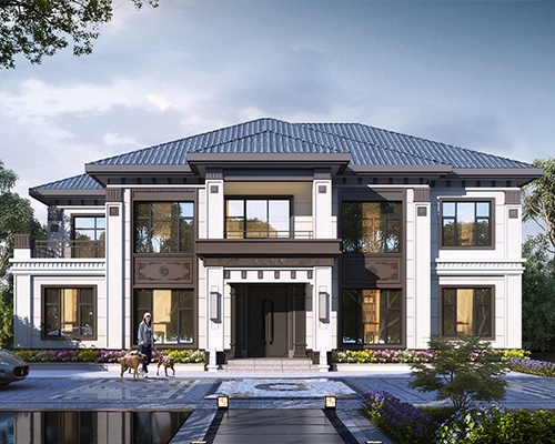 【五间二层】2024新款AT2949新中式二层楼复式别墅全套设计图纸20x12M