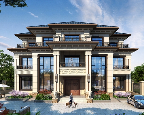 2024新款AT2911共堂屋大厅兄弟双拼新中式别墅设计图纸20x12M