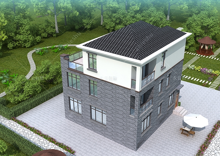 新中式风格/全景大玻璃观景窗/135平米三层别墅案例