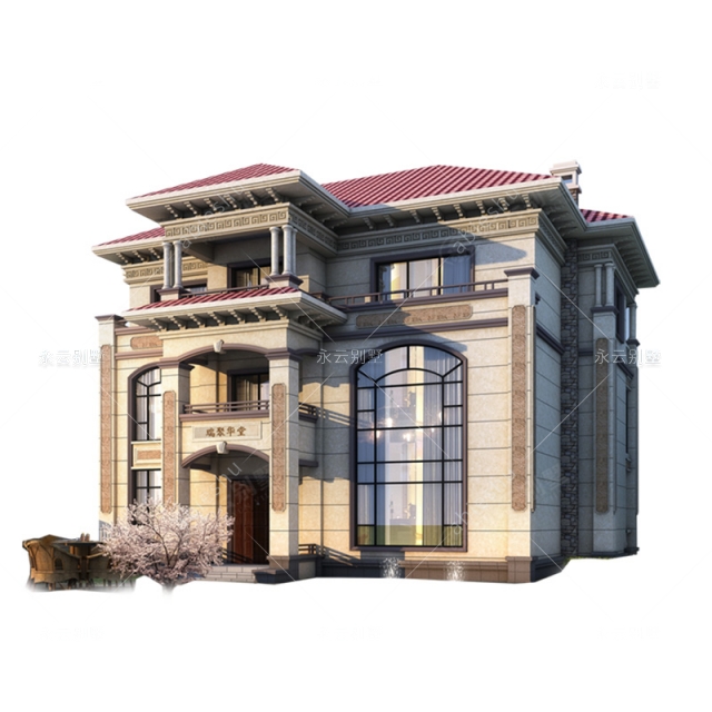 欧式新贵/AT2801新款/三层复式楼新农村欧式别墅效果图及全套施工图