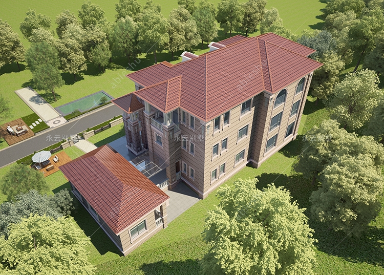 AT1945奢华大气挑高客厅带电梯/占地300平米别墅设计图纸24mX16.8m