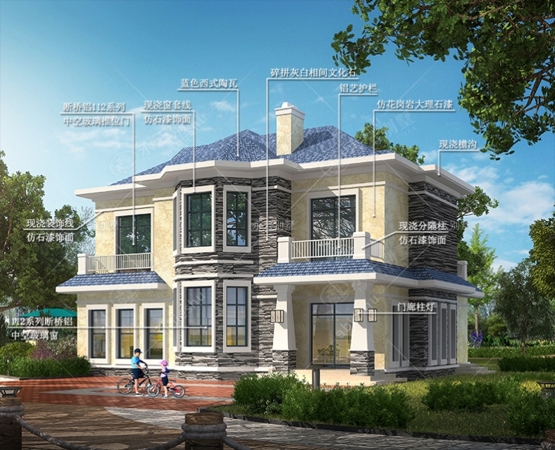 轻奢简欧二层农村自建小别墅158平户型洋房全套设计施工图纸2837