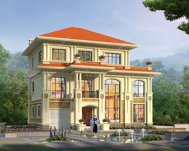 四开间/带车库/复式客厅简欧式风格九江三层别墅设计案例