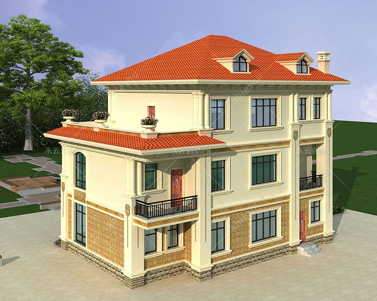 四开间/带车库/复式客厅简欧式风格九江三层别墅设计案例