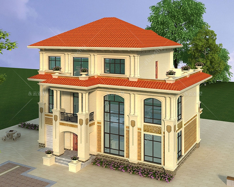 四开间/带车库/复式客厅简欧式风格九江三层别墅设计案例