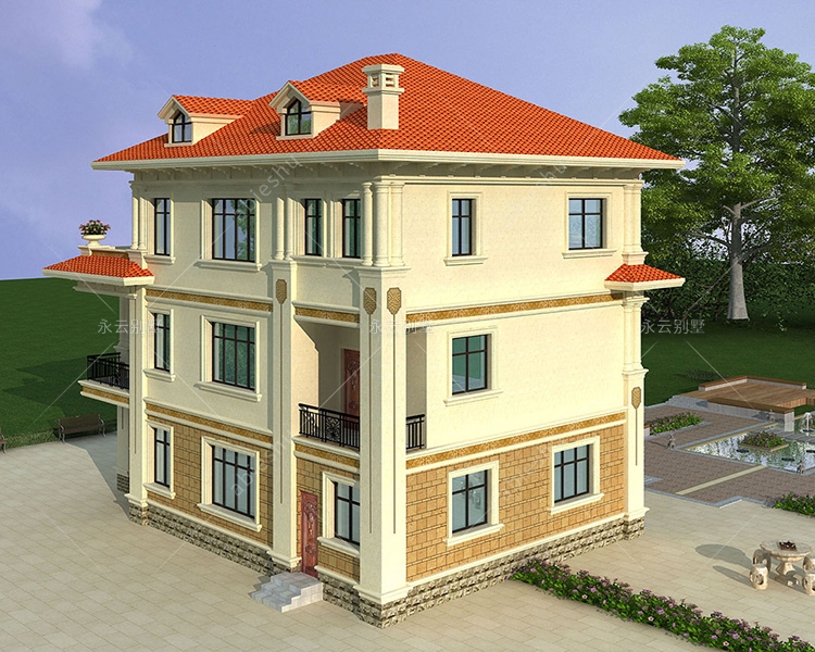 四开间/带车库/复式客厅简欧式风格九江三层别墅设计案例