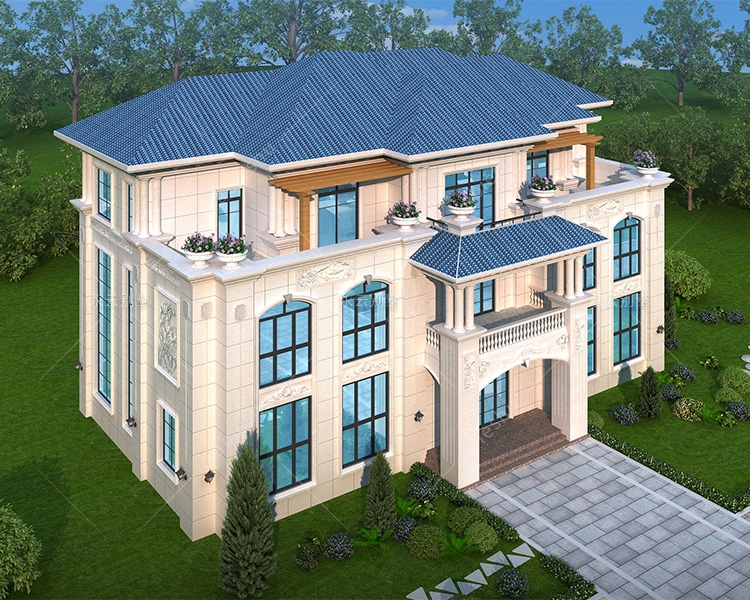 豪华欧式AT2812兄弟合建共堂屋复式楼别墅设计图纸26mX15m