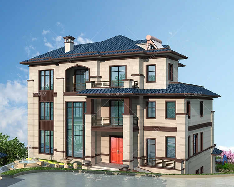 邵阳隆回带停机坪240平新中式/19×15四层带园林景观别墅设计