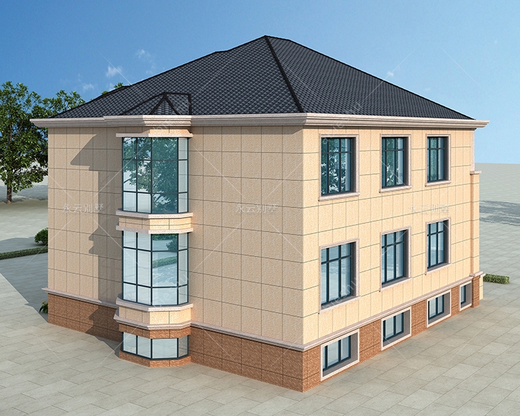 AT2817二层带地下室车库简约风复式楼别墅设计图纸14.3mX13.6m