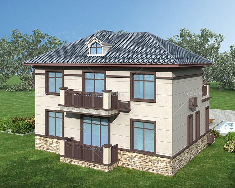 AT2815二层新中式风格清新文雅乡村风情别墅设计图12.9mX11.2m