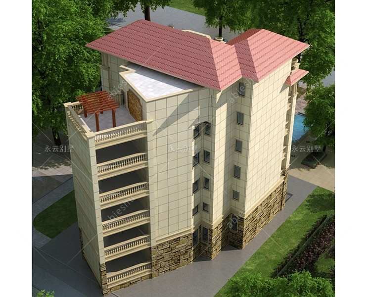 南岳衡山邝先生6层欧式复式楼别墅定制设计案例（240平带架空层）