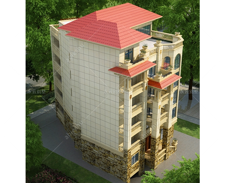 南岳衡山邝先生6层欧式复式楼别墅定制设计案例（240平带架空层）