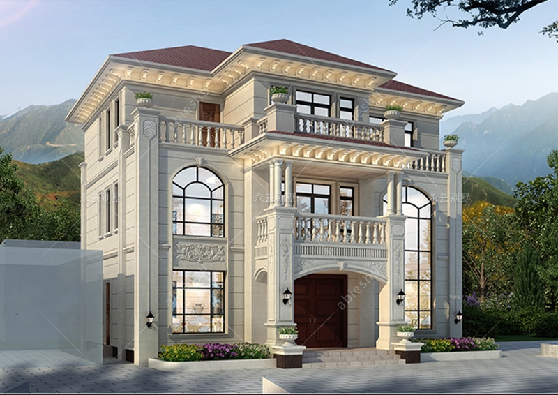 【实地设计】160平米带电梯、挑高客厅、酒窖高档大气简欧三层别墅