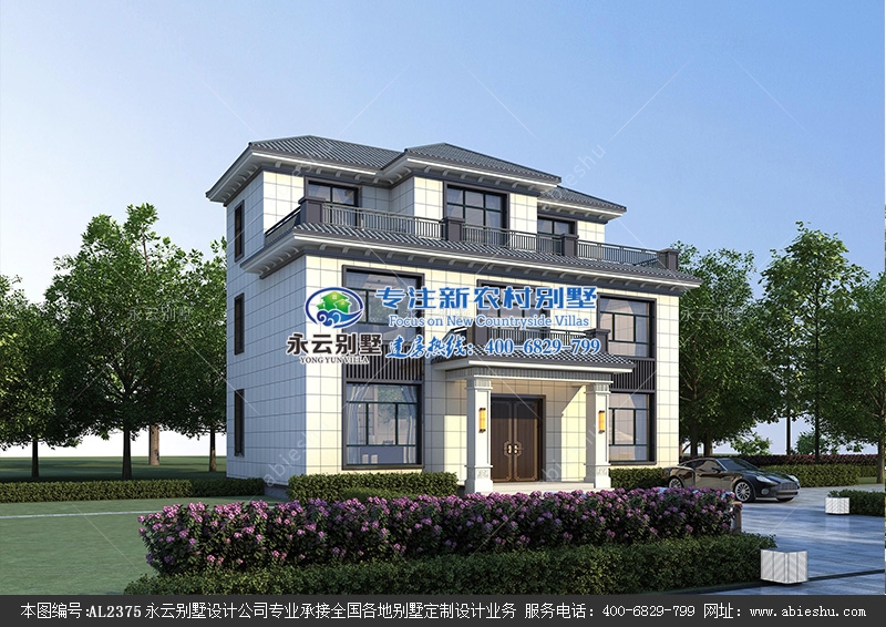 简单大方占地130平米甘肃省陇南市带大露台三层别墅设计