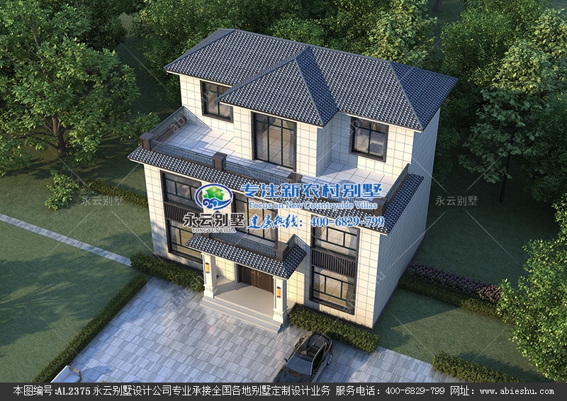 简单大方占地130平米甘肃省陇南市带大露台三层别墅设计