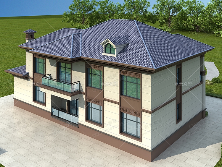 2022新款AT2853新中式挑高客厅四间二层自建别墅全套设计图纸