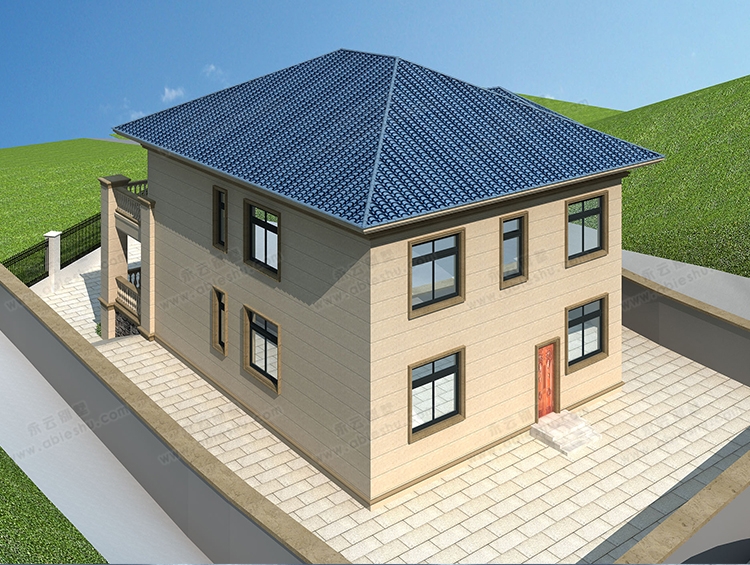 2022新款简欧式八角窗复式客厅带圆弧楼梯两层豪宅别墅图纸12.3×17米