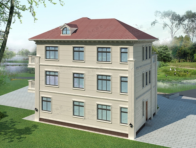 AT2866三层带堂屋及复式客厅经典气派自建别墅设计全套施工图纸13.8X11.15m