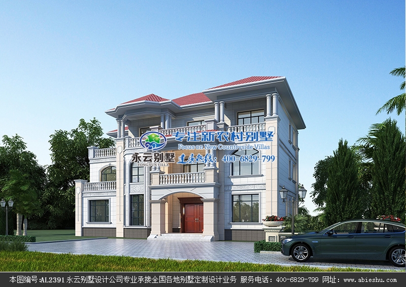 衡阳方女士占地210平带堂屋四开间三层楼农村自建房小别墅设计案例