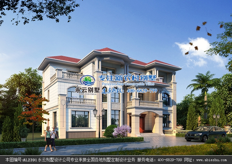 衡阳方女士占地210平带堂屋四开间三层楼农村自建房小别墅设计案例