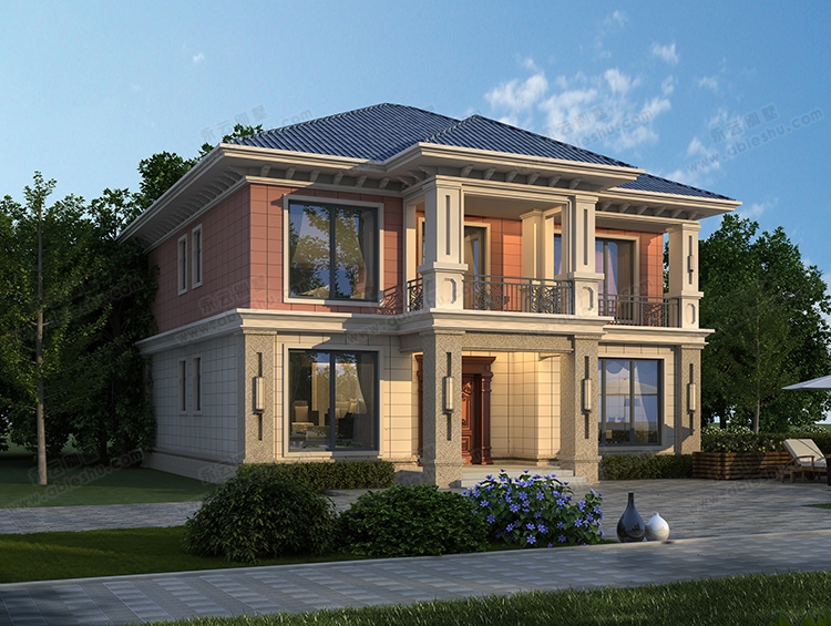 【2022新款】AT2892优雅大气带弧形楼梯两层乡村小别墅全套施工图纸