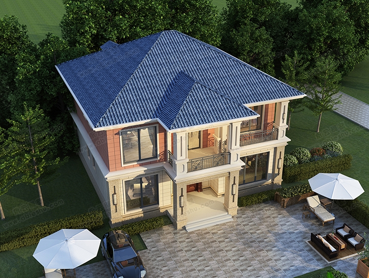 【2022新款】AT2892优雅大气带弧形楼梯两层乡村小别墅全套施工图纸